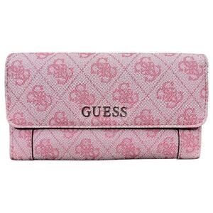 GUESS Pink Monogram Tri-Fold Wallet with Zip Pocket and Card Slots NWOT